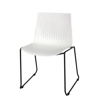 Roy Boyalı Ayaklı Kolsuz Beyaz Plastik Gövdeli Bekleme Sandalyesi