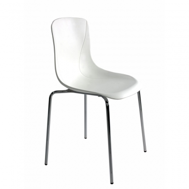 Rodos Krom Boru Ayaklı Beyaz Plastik Bekleme Sandalyesi