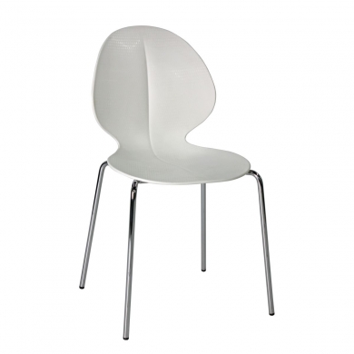Seyga Beyaz Plastik Krom Boru Ayaklı Bekleme Sandalyesi